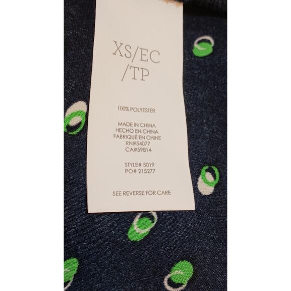 Cabi Womens XS Button Down Blouse Blue Geometric Top Sheer Career Classic Shirt - Picture 7 of 8